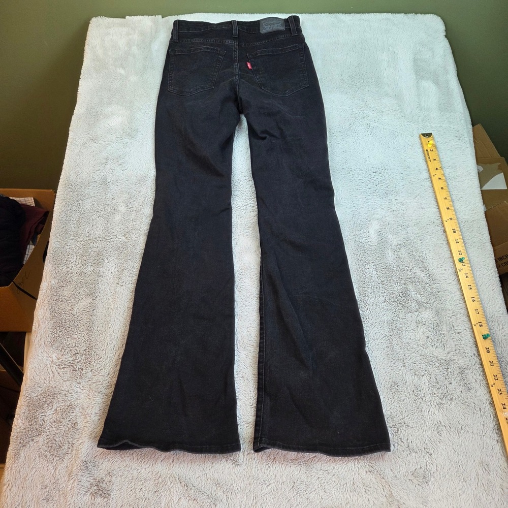 Levi's 726 High Rise Flare Jeans Womens 26 Slim Fit Stretch Denim Pants Black - Picture 11 of 11